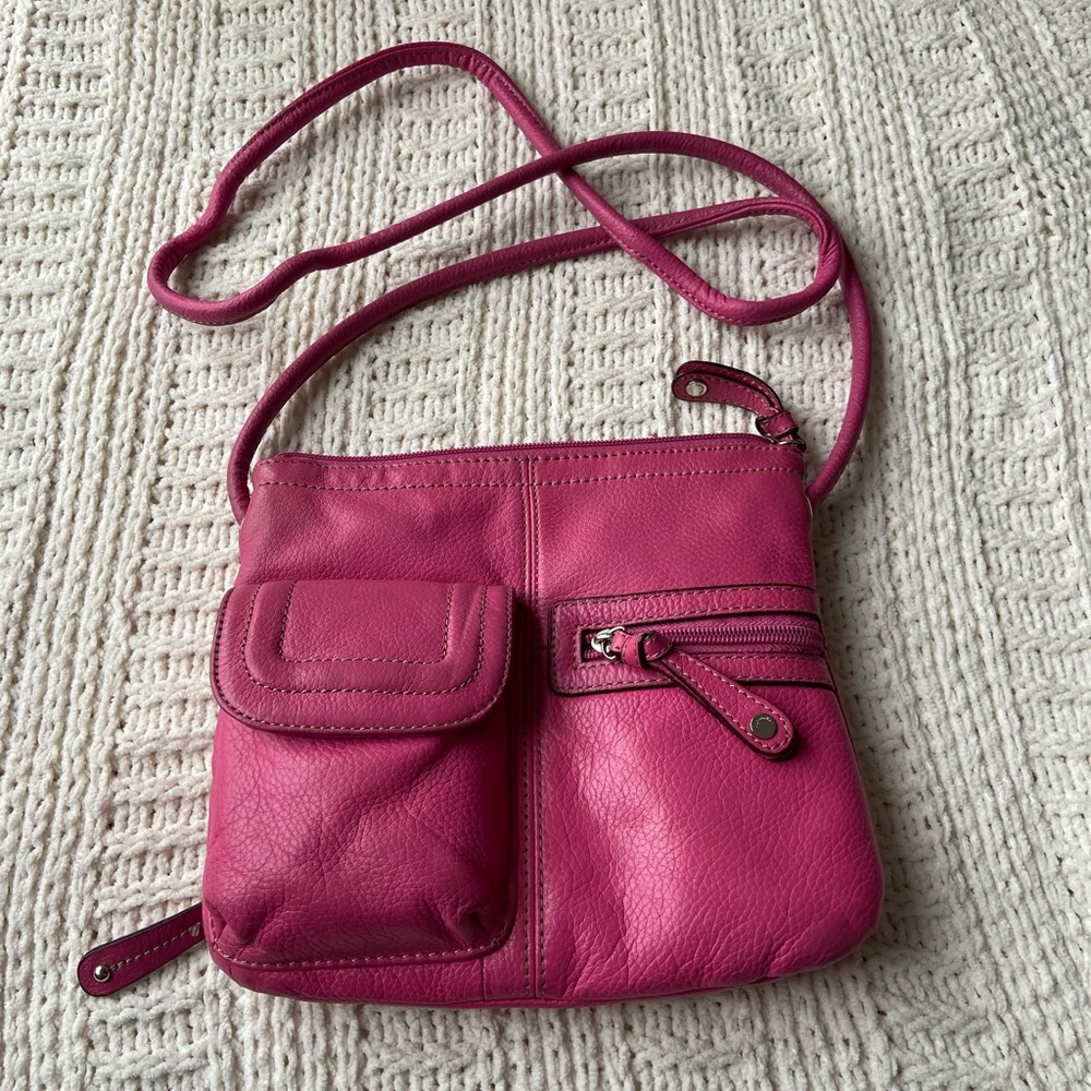 Tignanello Hot Pink Leather Crossbody Bag